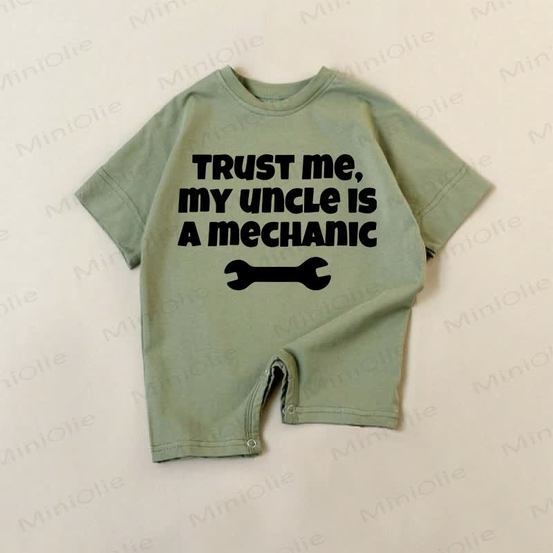 TRUST ME, MY UNCLE IS A MECHANIC Baby Green Romper - Green - 18-24M - image 1