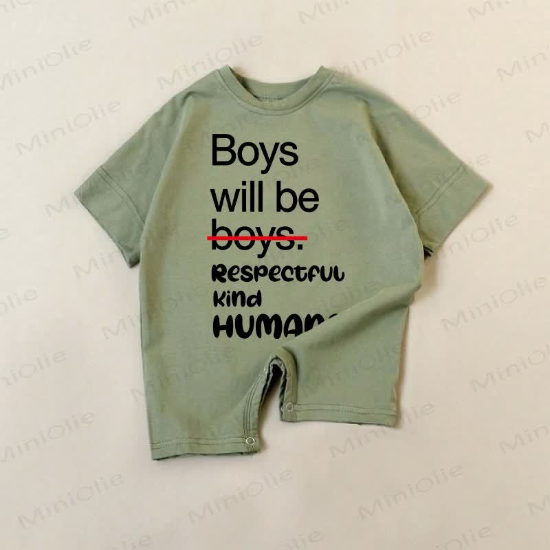 BOYS WILL BE BOYS. RESPECTFUL KIND HUMANS Baby Green Romper - Green - 18-24M - image 1