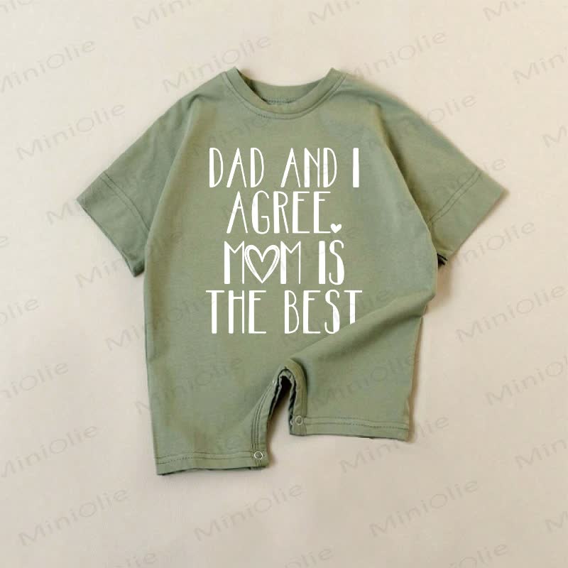 DAD AND I AGREE MOM IS THE BEST Baby Green Romper - Green - 18-24M - image 1