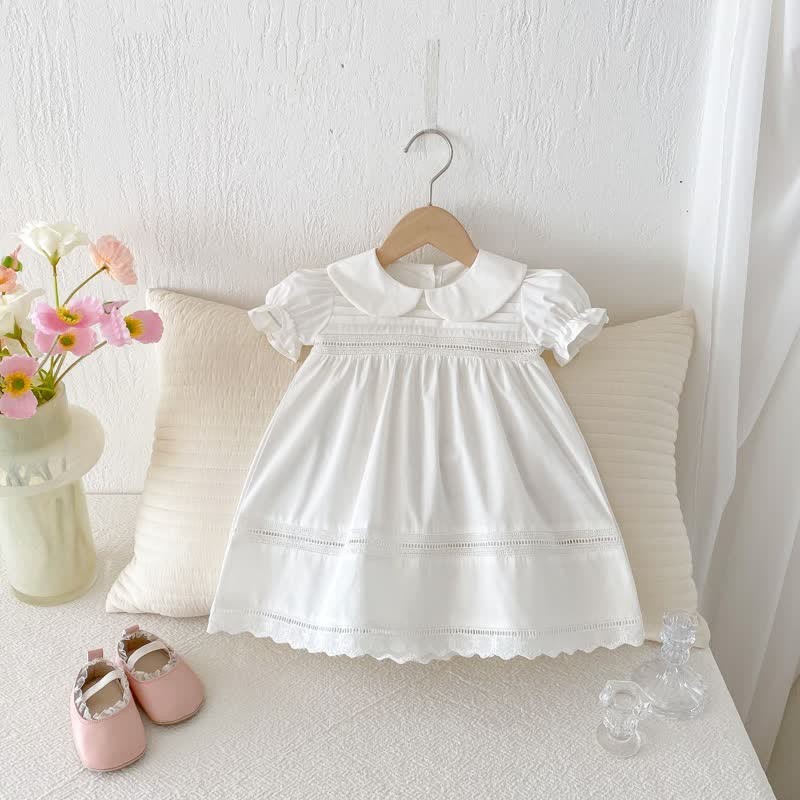 Toddler Girl Solid Color White Sweet Dress - image 6