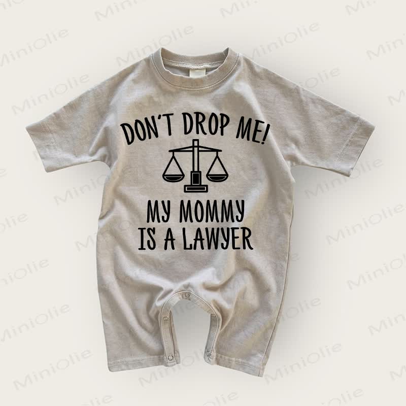 DON'T DROP ME! МУ МОММУ IS A LAWYER Baby Grey Romper - Warm Grey - 18-24M - image 1