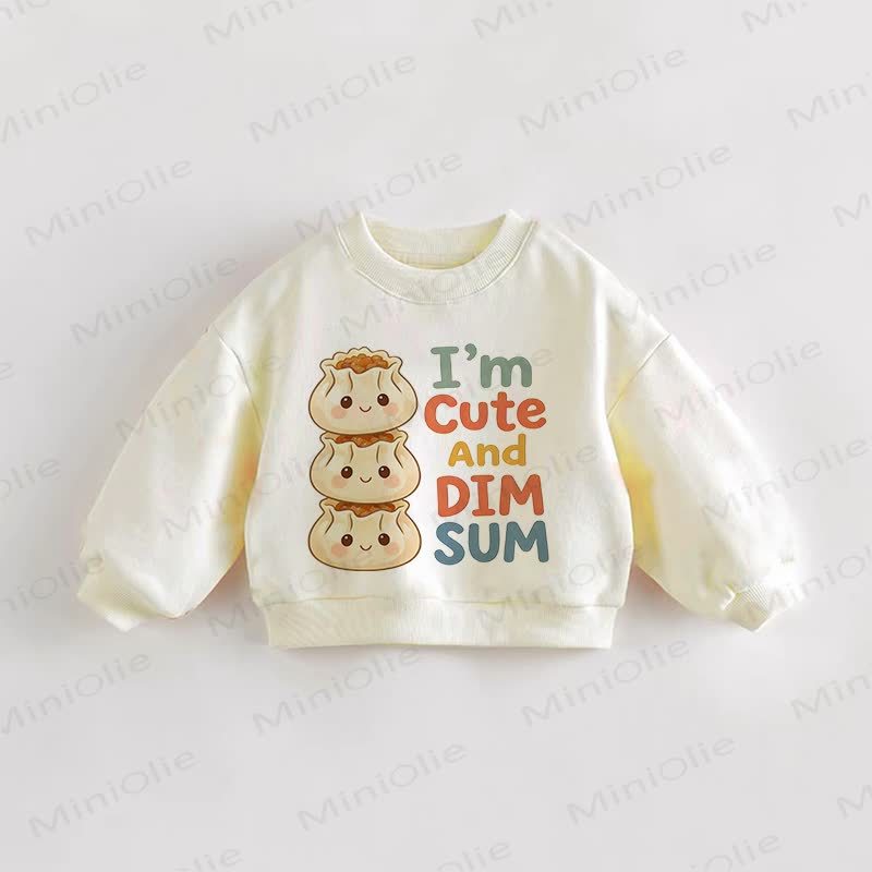 I'M CUTE AND DIM SUM Baby Toddler Siu Mai Print Sweatshirt - Cream - 3-5T - image 1