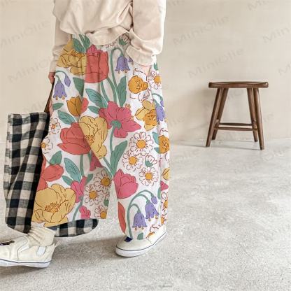 Baby Cartoon Floral Pants - White - 2-3T - image 1