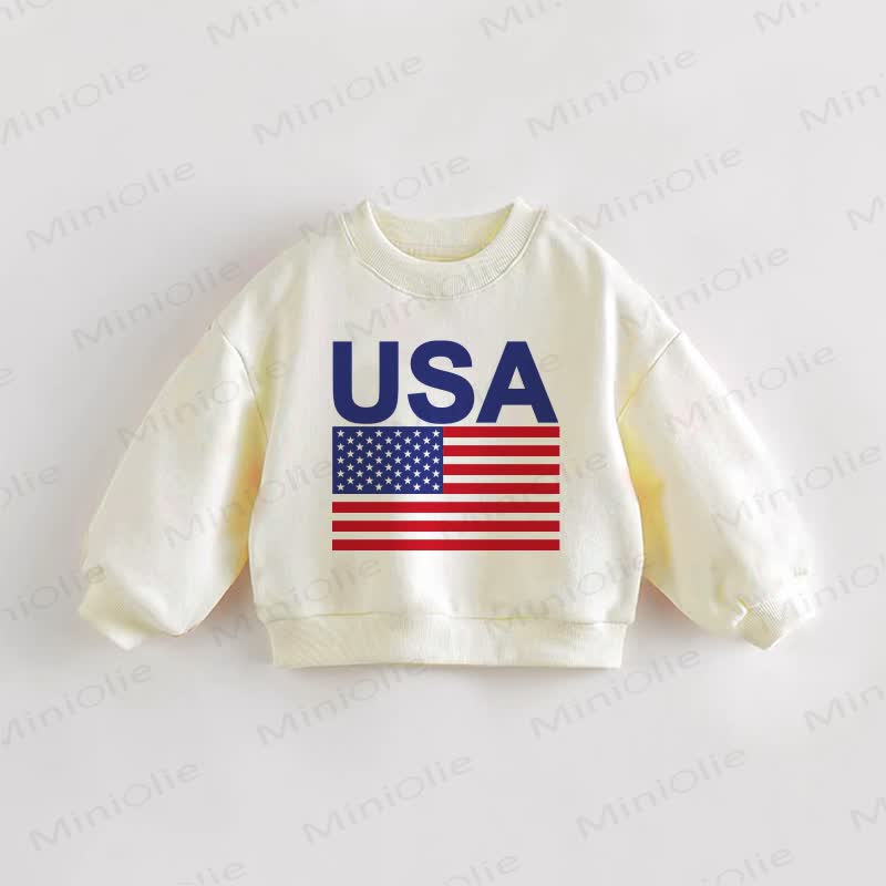 USA Baby Toddler Flag Cream Sweatshirt - Cream - 3-5T - image 1
