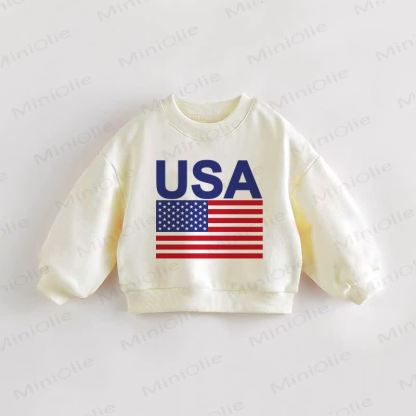 USA Baby Toddler Flag Cream Sweatshirt - Cream - 3-5T - image 1