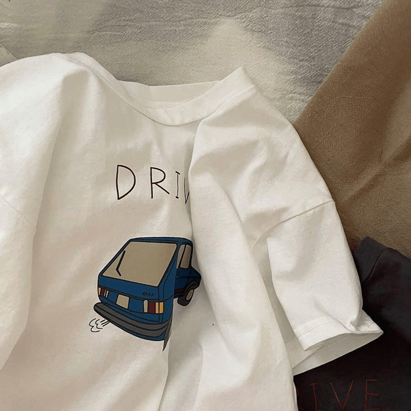 DRIVE Kid Boy Blue Cartoon Car T-Shirt - image 5