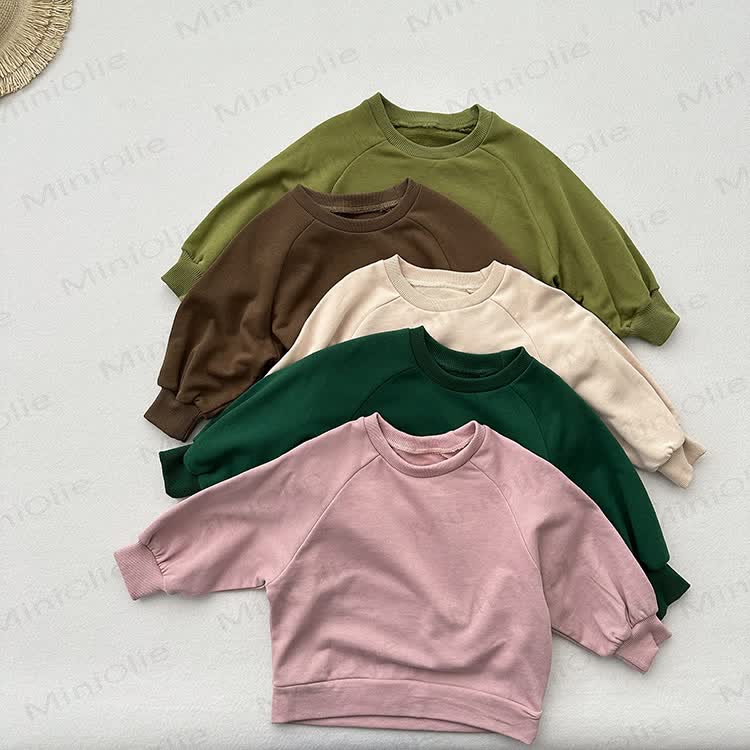 Toddler Solid Color Round Collar Casual Sweatshirt  - image 2
