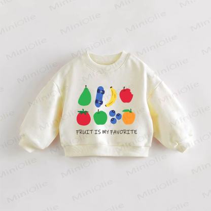 FRUIT IS MY FAVORITE Baby Toddler Fruit Print Sweatshirt - Cream - 3-5T - image 1