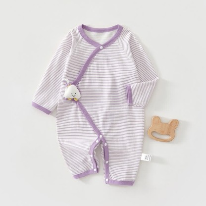 Baby 3d Animal Striped Kimono Romper - Purple - 3-6M - image 11