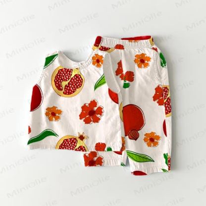 Baby Toddler Pomegranate Print 2-piece Sleeveless Set - White - 3-4T - image 1