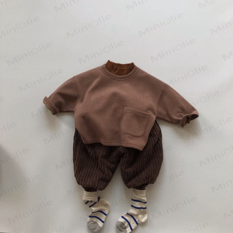 Toddler Solid Color Inner Fleece T-Shirt - image 13