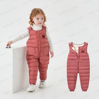 Baby Toddler Bear Quilted Fleece Lined Overalls - Dusty Rose - 4-5T - image 6