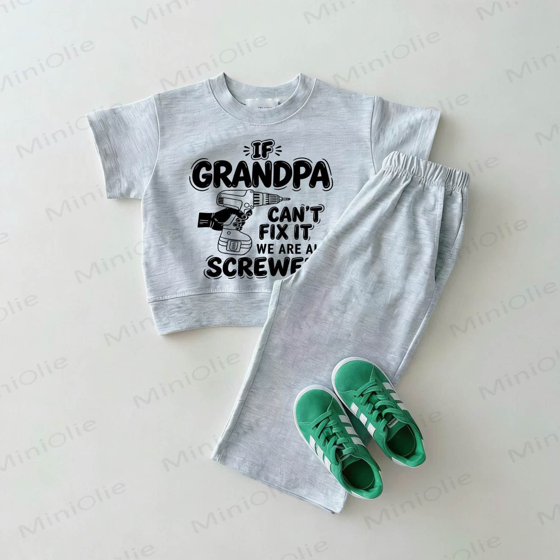 IF GRANDPA CAN'T FIX IT WE ARE ALL SCREWED Toddler 2-piece Gray Set - Light Gray - 5-7T - image 1