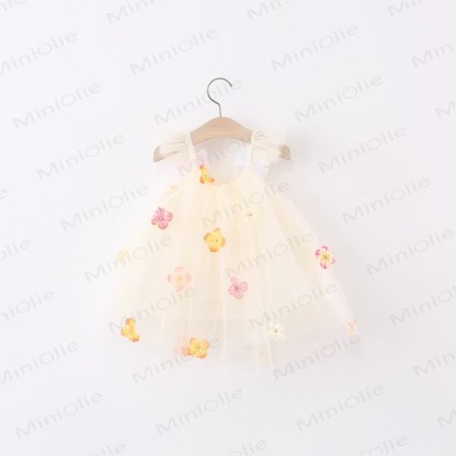 Toddler Flower Tulle Bow Suspenders Dress - image 9