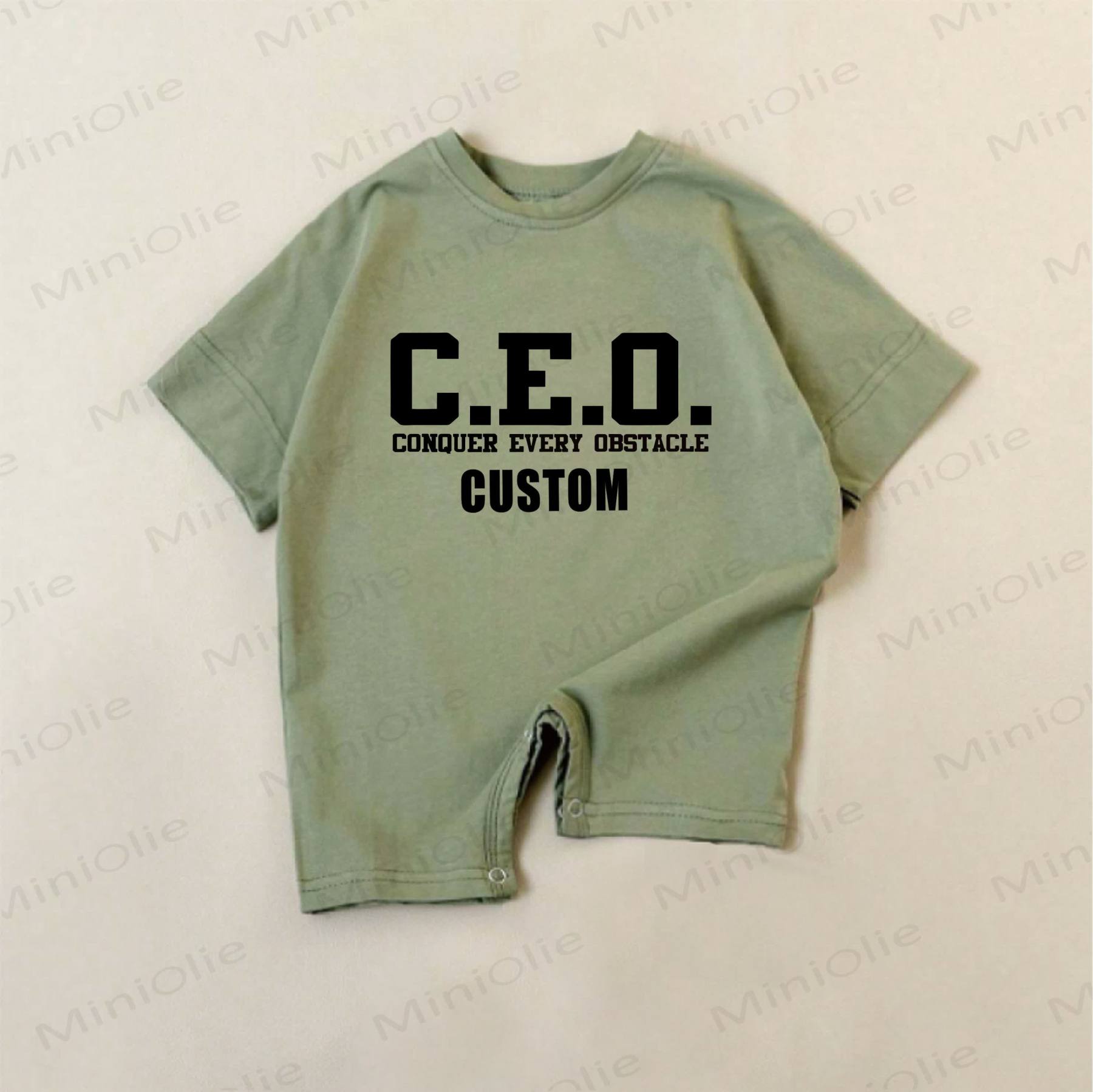 Name Customization Slogan Baby Green Romper - image 1