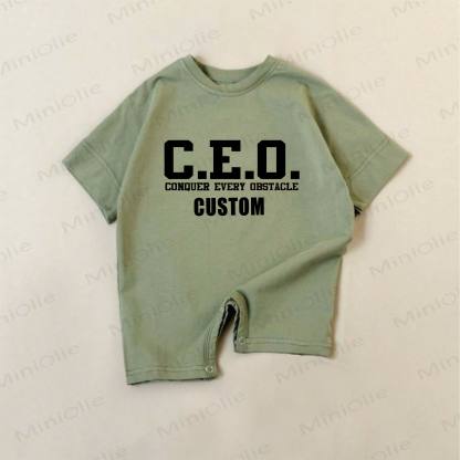 Name Customization Slogan Baby Green Romper - image 1