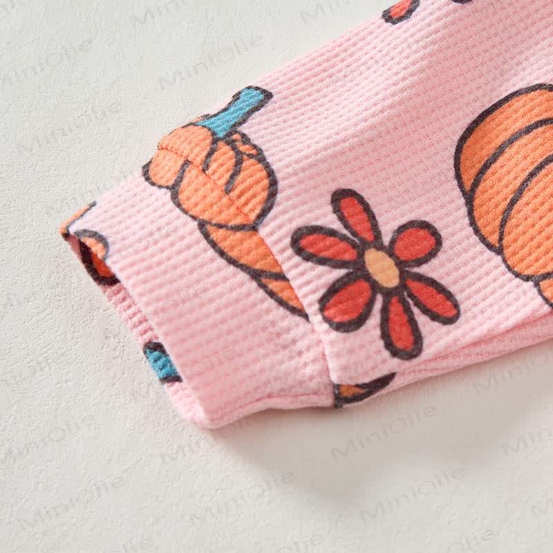 Baby Pink Pumpkin & Daisy Print Waffle 2-piece Set - image 4