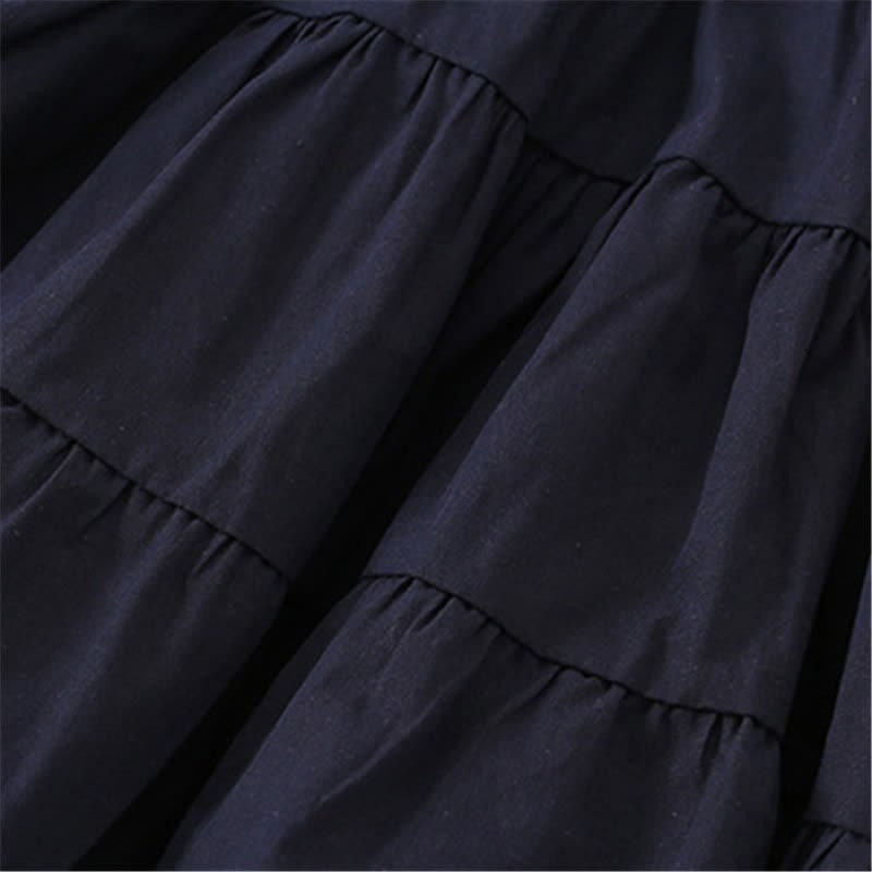 Toddler Kid Dark Blue Solid Color Dress - image 5