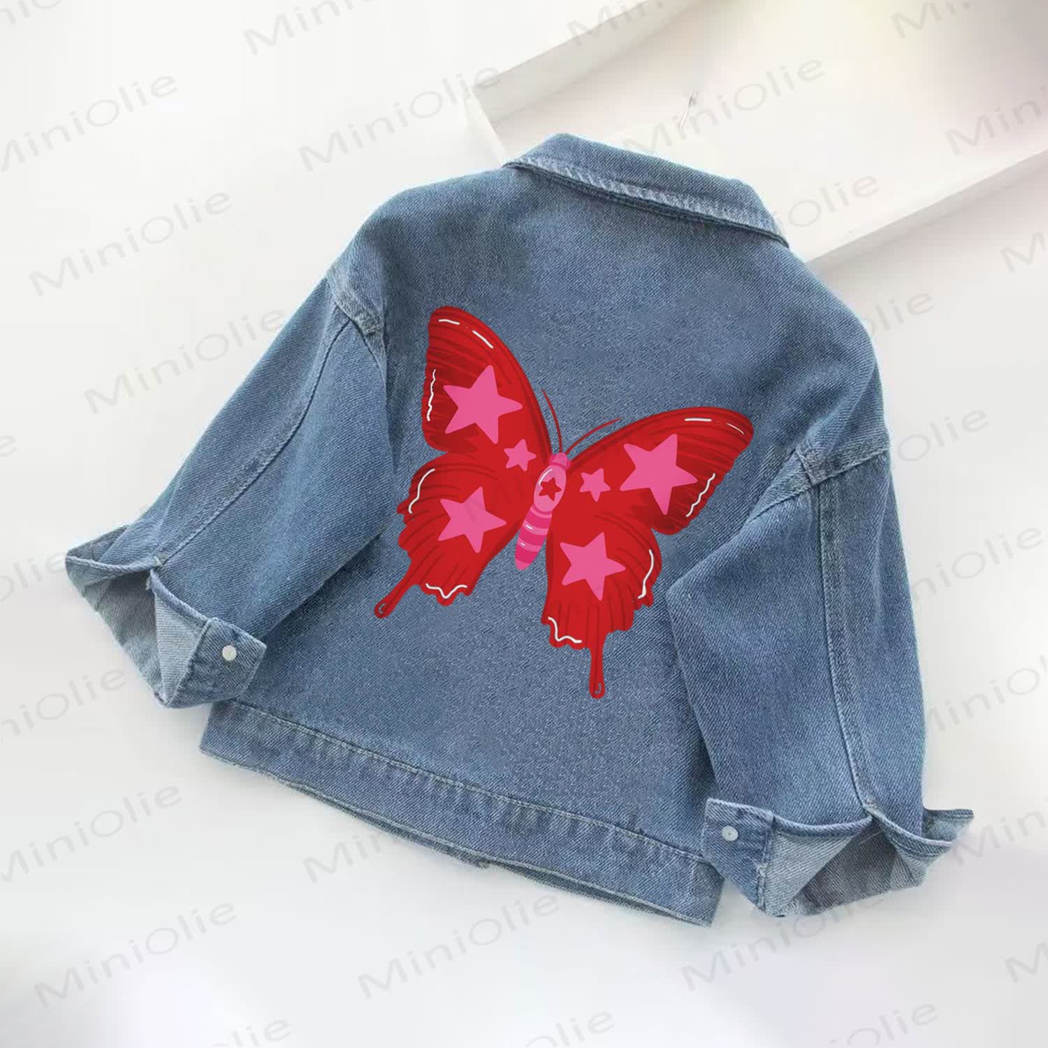 Toddler Kid Butterfly Print Denim Jacket - Blue - 10-11T - image 1