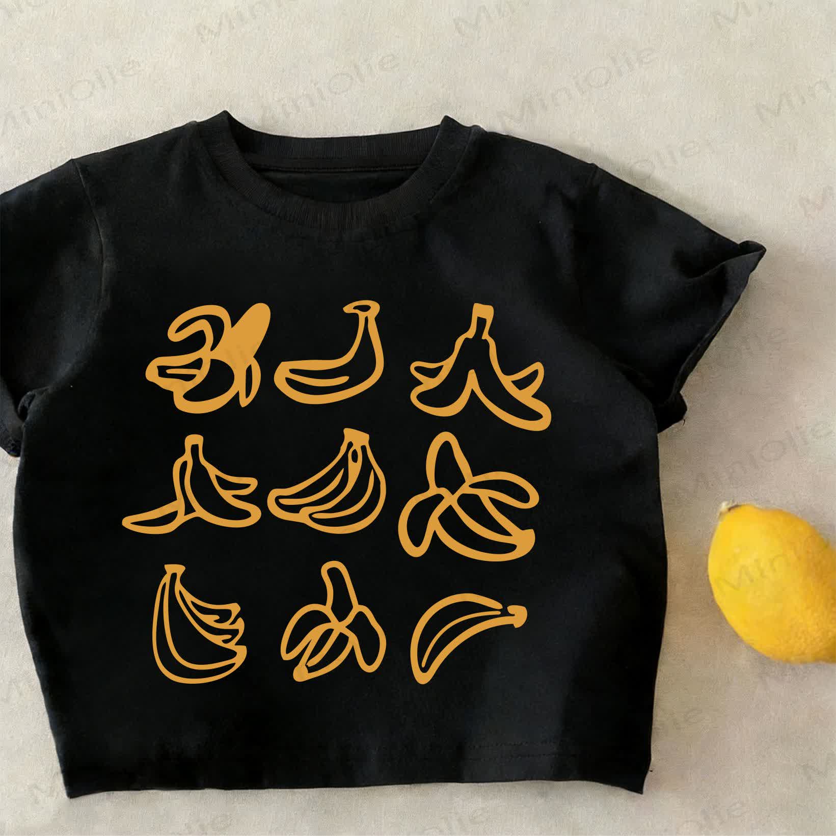 Toddler Kid Banana Print Black T-shirt - Black - 12-13T - image 1