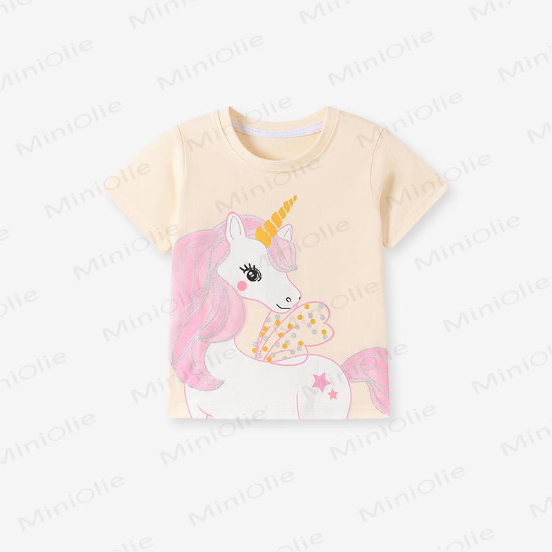  Toddler Kid Girl  Cotton Unicorn Short-Sleeve Set - image 4