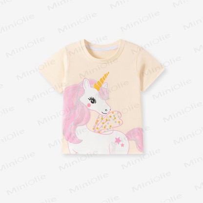  Toddler Kid Girl  Cotton Unicorn Short-Sleeve Set - image 4