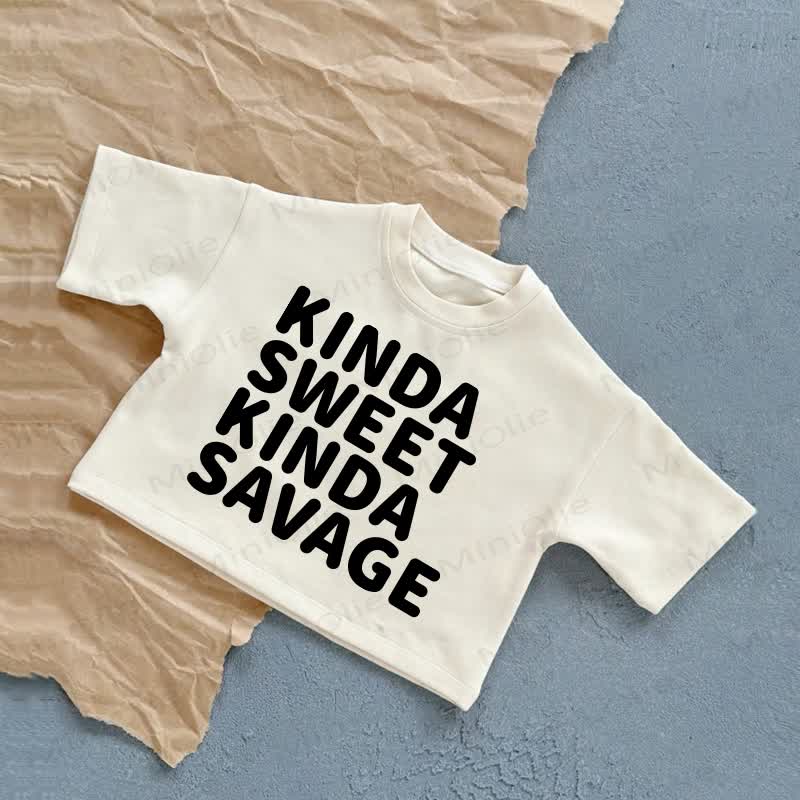 KINDA SWEET KINDA SAVAGE Baby Summer Casual T-Shirt - White - 2-3T - image 1