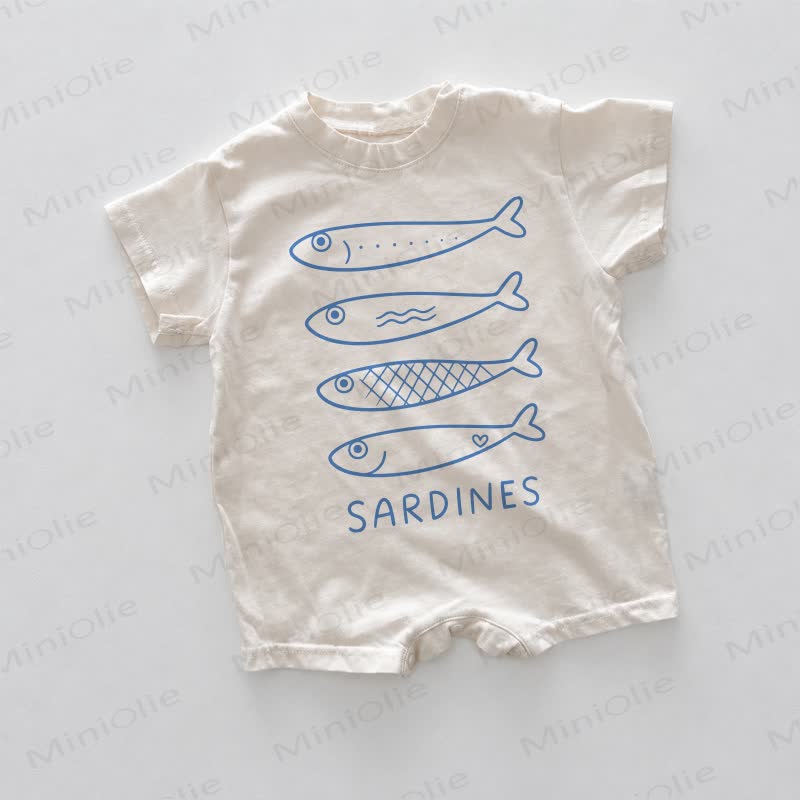 SARDINES Baby White Fish Print Romper - White - 18-24M - image 1