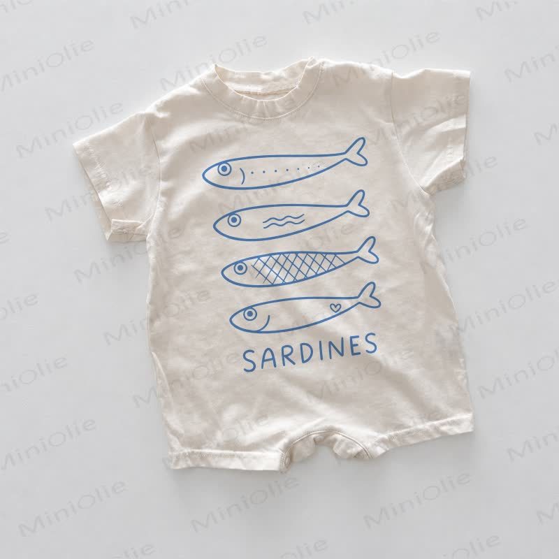 SARDINES Baby White Fish Print Romper - White - 18-24M - image 1