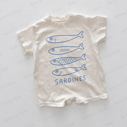 SARDINES Baby White Fish Print Romper - White - 18-24M - image 1