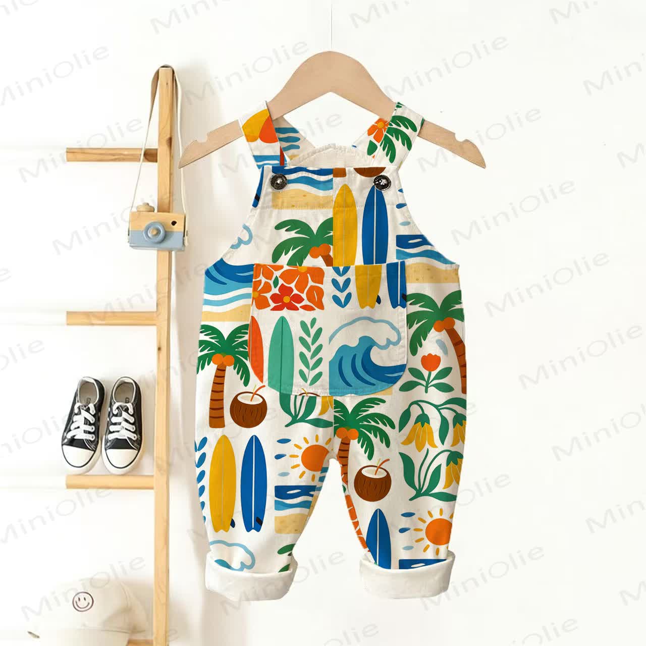 Baby Toddler Seaside Print Overalls - Beige - 3-5T - image 1