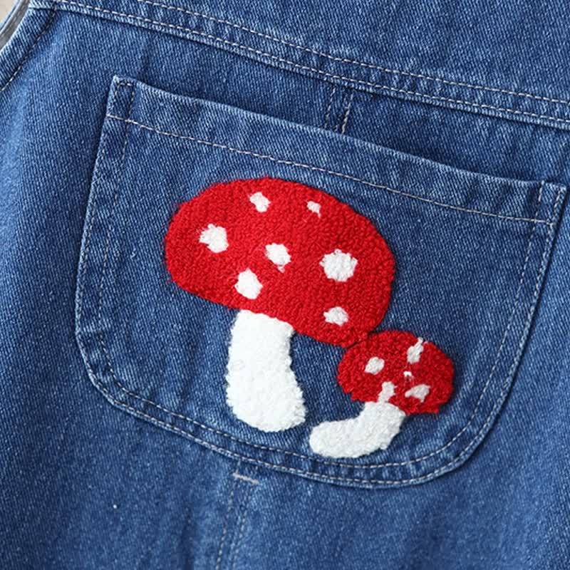 Baby Toddler Mushroom Denim Overalls - image 7