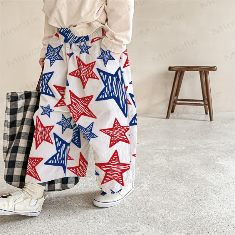 Baby Red & Blue Star Pants - White - 2-3T - image 1
