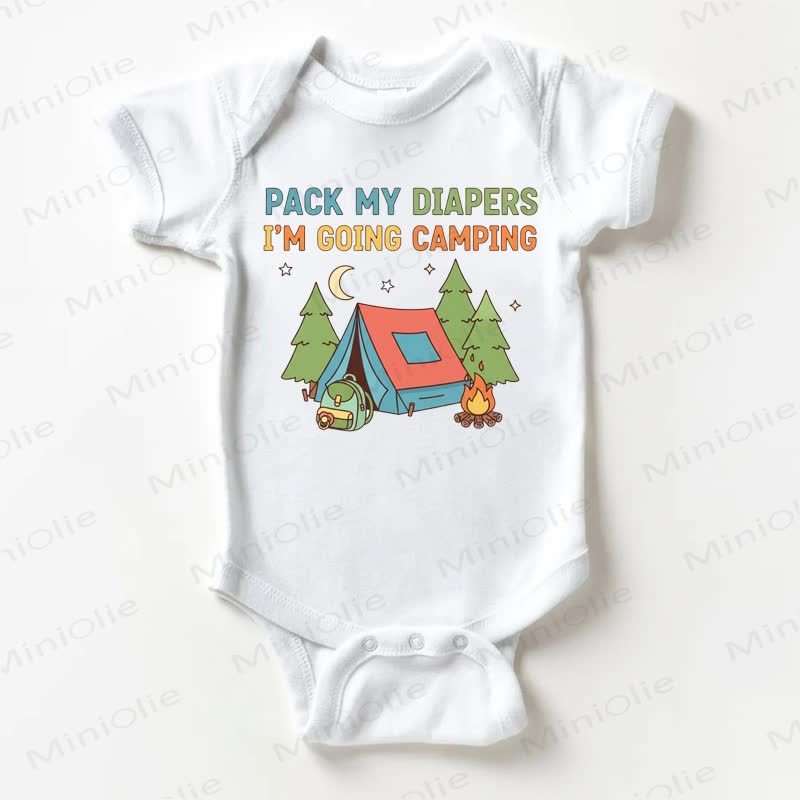 PACK MY DIAPERS I'M GOING CAMPING Baby White Bodysuit - White - 18-24M - image 1