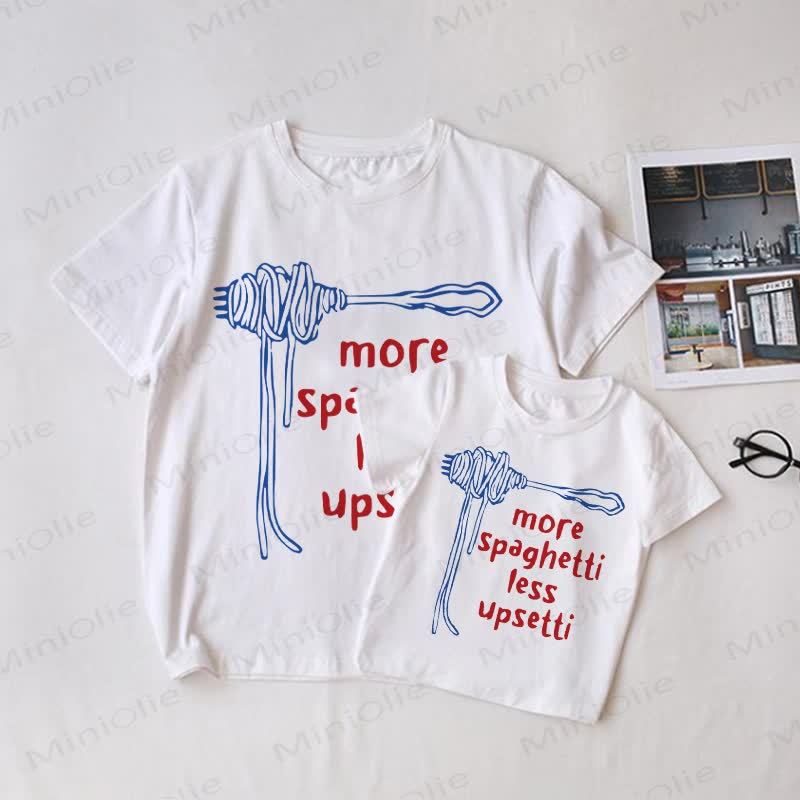 MORE SPAGHETTI LESS UPSETTI Family Matching T-shirt - White - Adult T-Shirt: XL - image 1