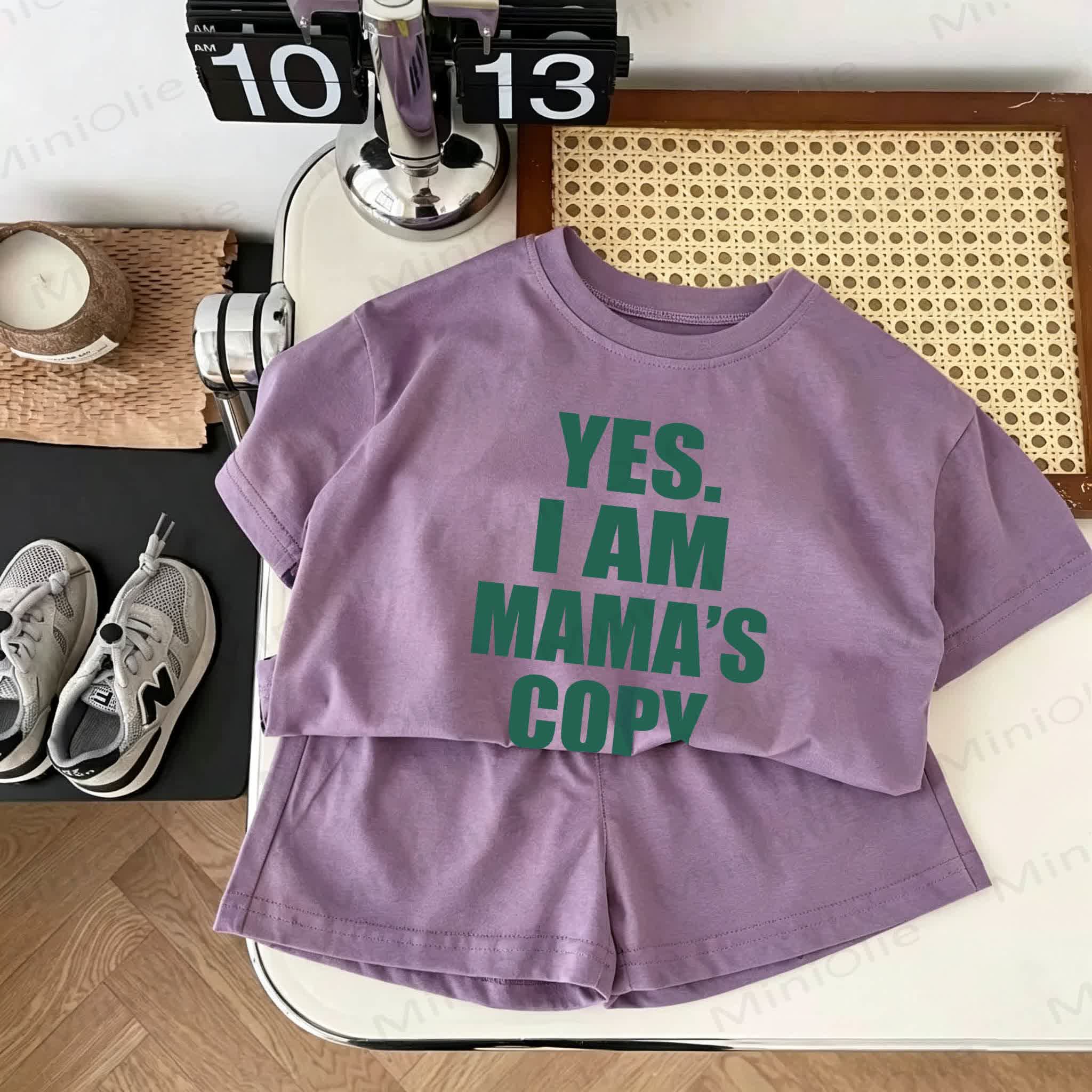 YES. I AM MAMA'S COPY Baby Shorts 2-Piece Set - Purple - 18-24M - image 1