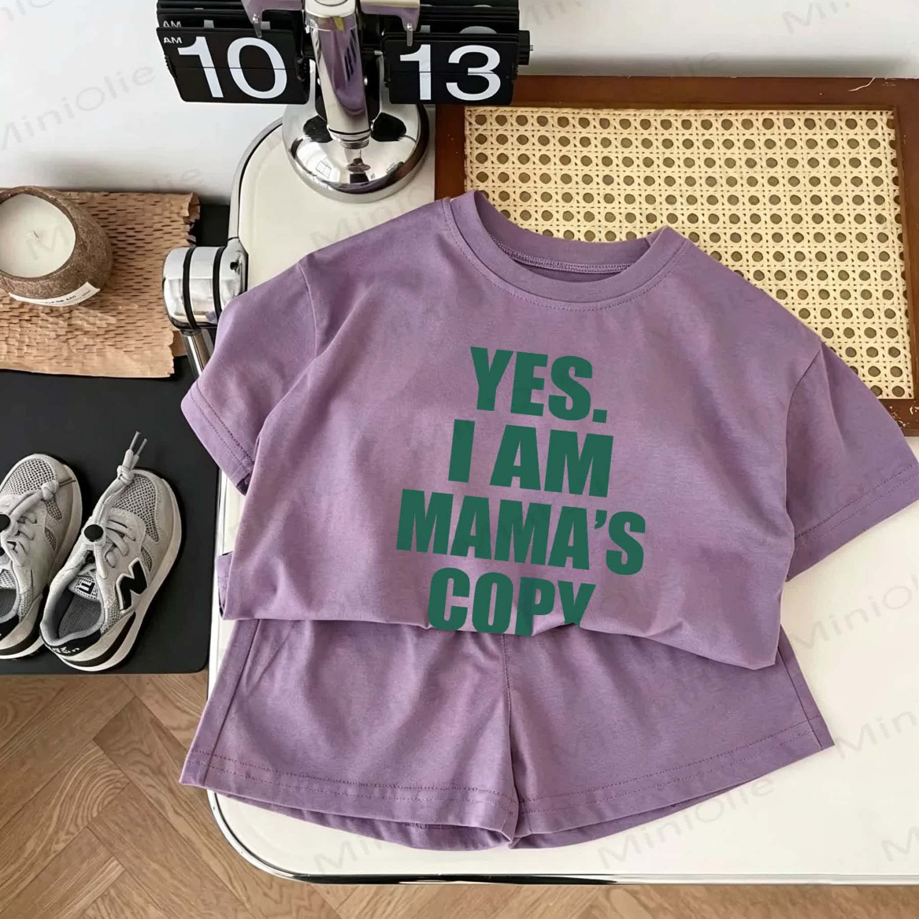 YES. I AM MAMA'S COPY Baby Shorts 2-Piece Set - Purple - 18-24M - image 1