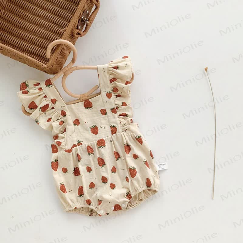 Baby Strawberry Ruffle Vintage Bodysuit - Apricot - 18-24M - image 1