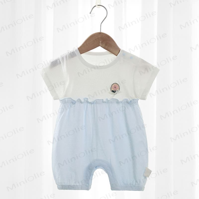 Baby Pink/Blue Floral Ruffle Romper - Blue - 9-18M - image 3