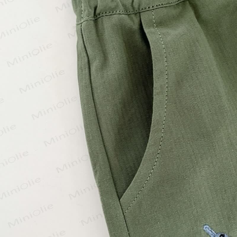 Baby Toddler Solid Color Animal Embroidered Casual Pants - image 8