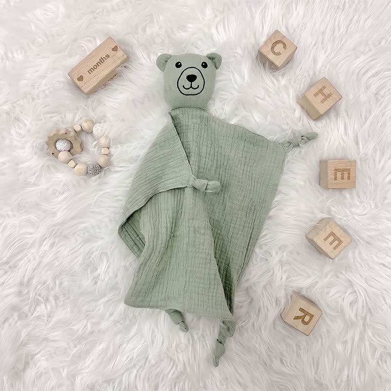 Personalized Baby Name Lion/Bear Security Blanket - Green Bear - 30x30cm - image 3