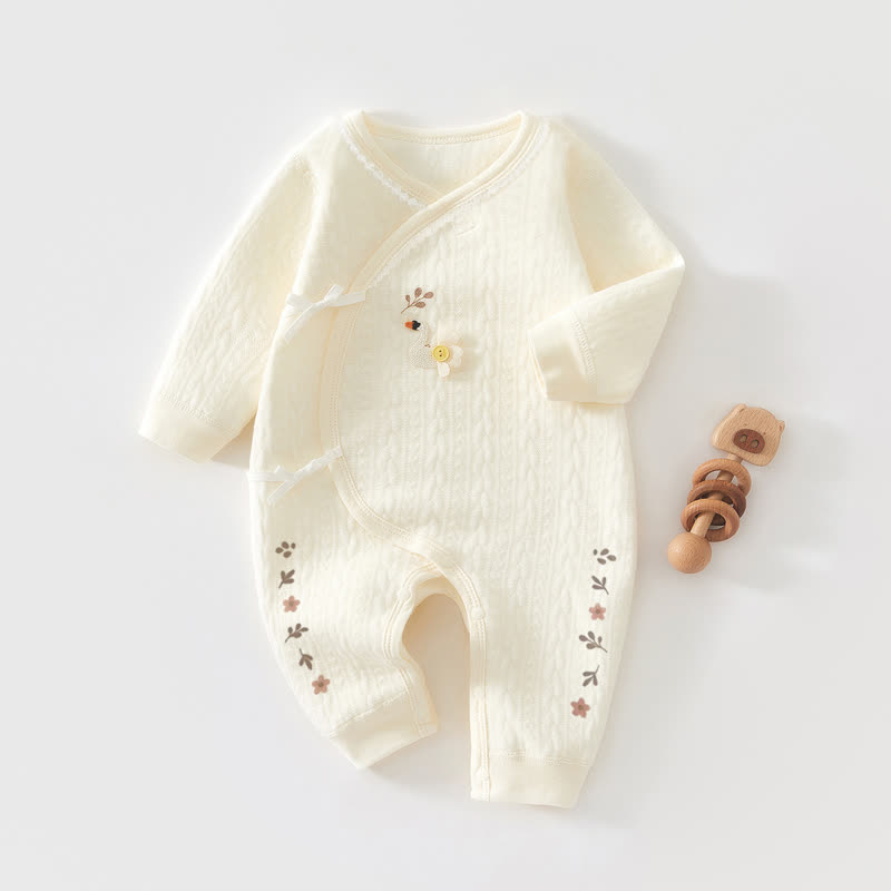 Baby Flower Kimono Pajamas Romper - Yellow - 1-3M - image 2