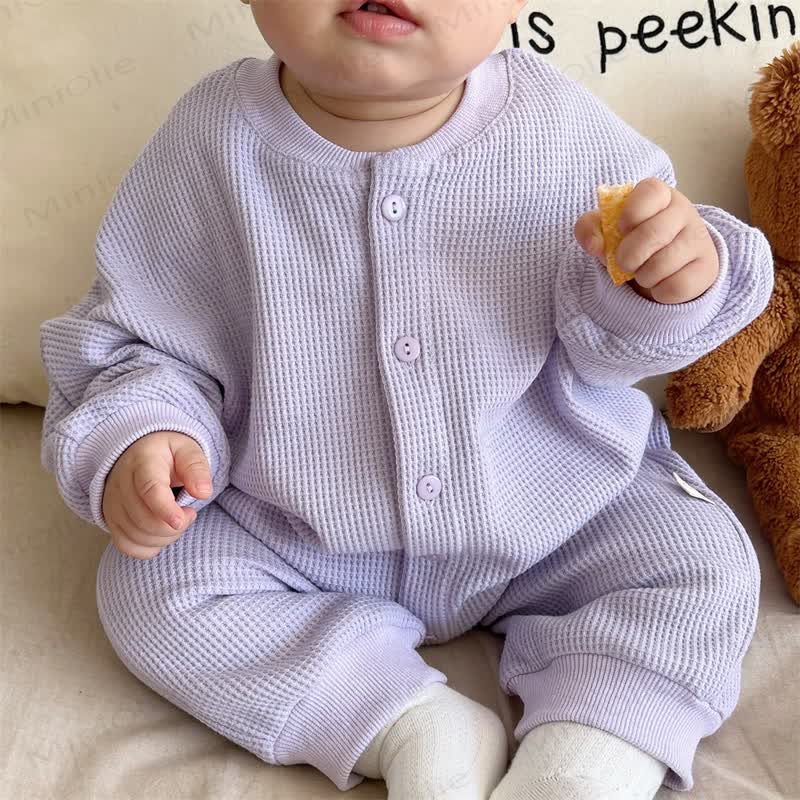 Baby Neutral Solid Color Casual Romper  - Light Purple - 18-24M - image 1