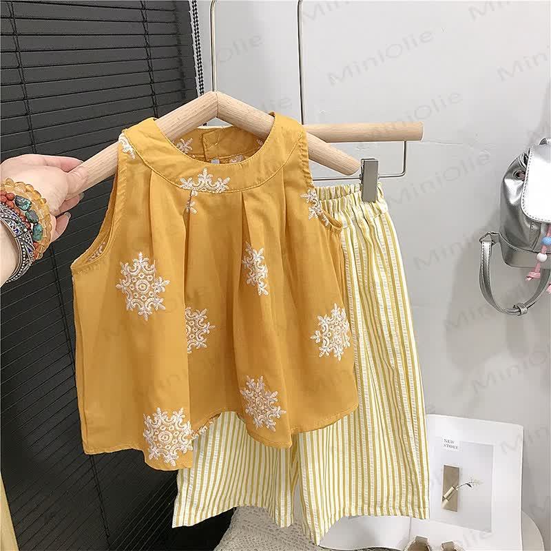 Toddler Embroidered Tnak and Striped Pants 2-Piece Set - image 5