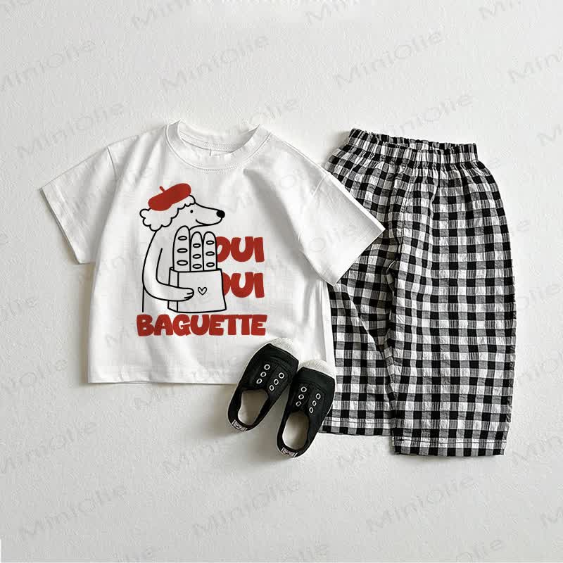 BAGUETTE Baby Tee and Pants 2-piece Set - White&Black - 2-3T - image 1