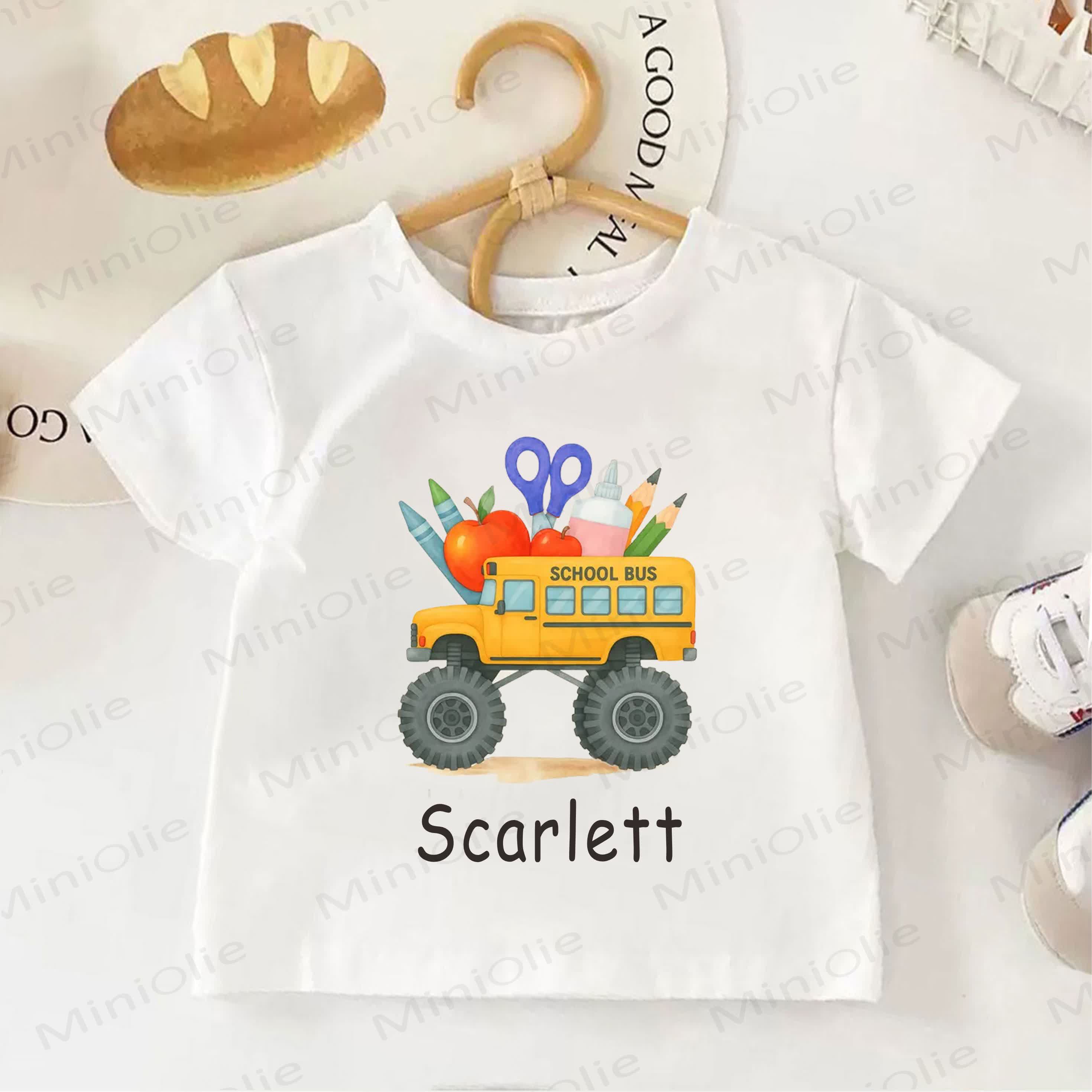 Personalized Stationery&Jeep Name Customization Toddler Kid White T-shirt - White - 12-13T - image 1