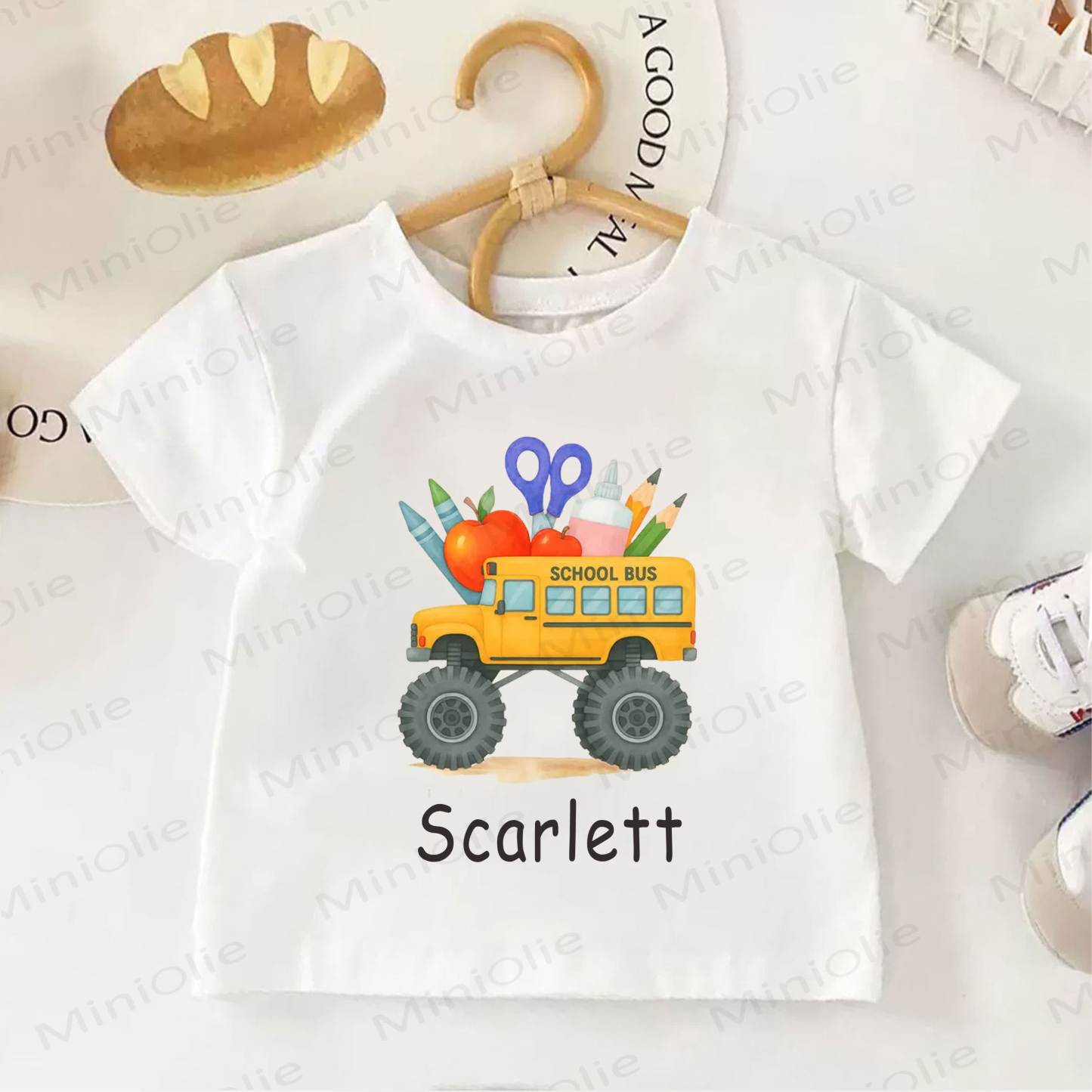 Personalized Stationery&Jeep Name Customization Toddler Kid White T-shirt - White - 12-13T - image 1