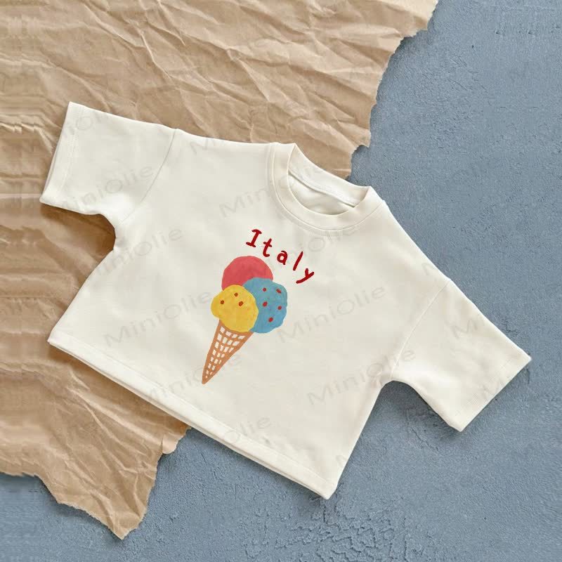 ITALY Baby Ice Cream White Casual T-Shirt - White - 2-3T - image 1