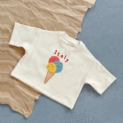 ITALY Baby Ice Cream White Casual T-Shirt - White - 2-3T - image 1