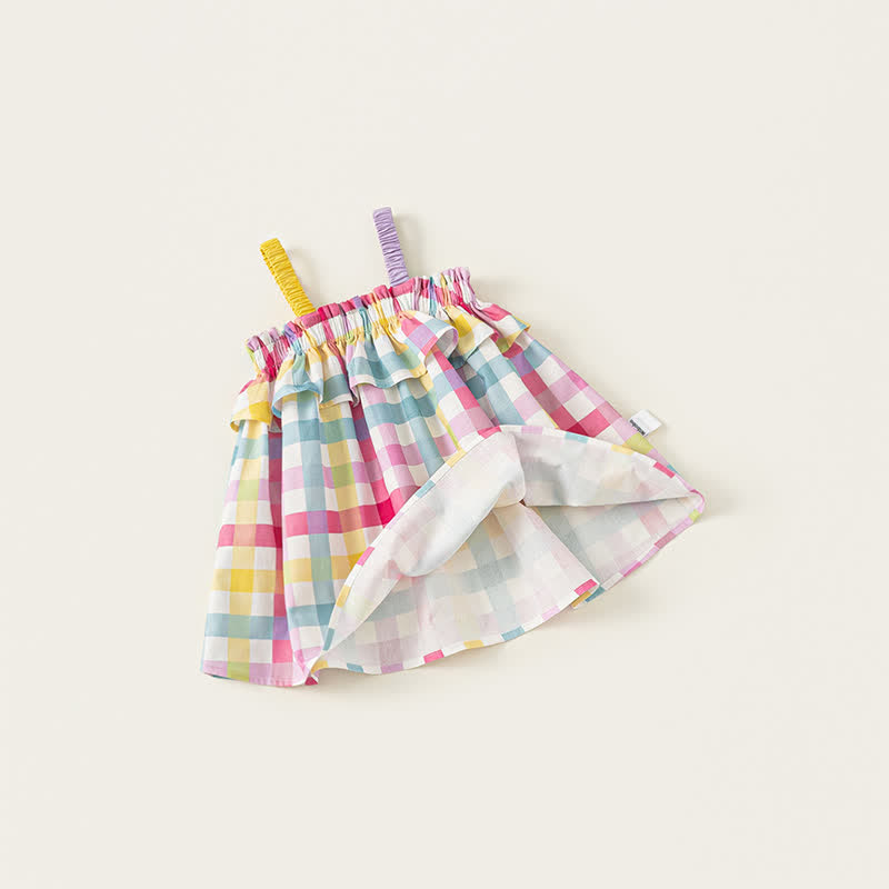 Toddler Lovely Colorful Plaid Suspenders Dress - image 3